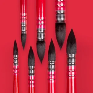 1-pcs Squirrel Hair Artist Paint Brush- Red Pointed Painting Brush