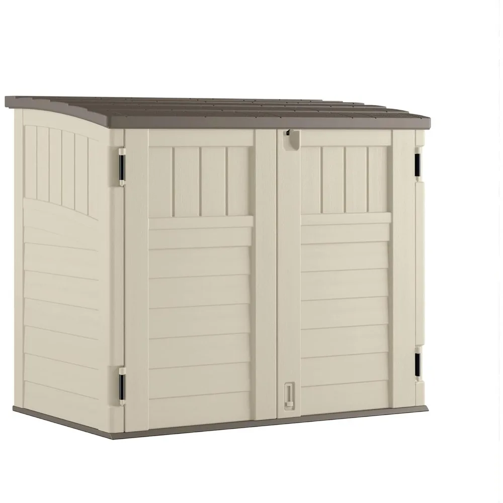 34 Cu Ft Capacity Horizontal Outdoor Storage Shed- Garbage Cans- Garden Accessories- Backyard, and Patio Use- Rodent Proof, Waterproof- Rot Proof
