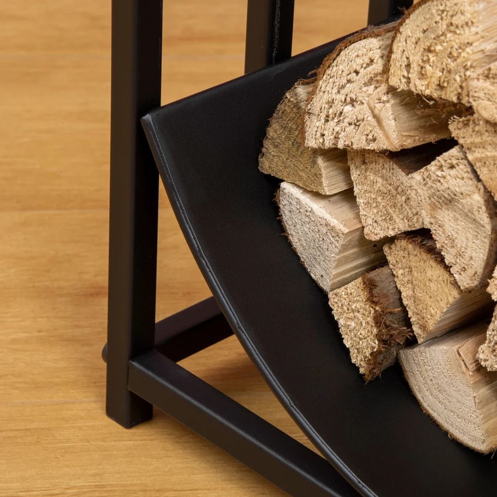 Firewood Rack with Fireplace Tools- Indoor/ Outdoor Firewood Holder- Curved Bottom - Image 3