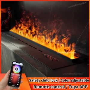 Smart 3D Atomized Fireplace- ECO Water Vapor Mist with Colorful LED Flame- Intelligent Electric Fireplace for Indoor Home Decor