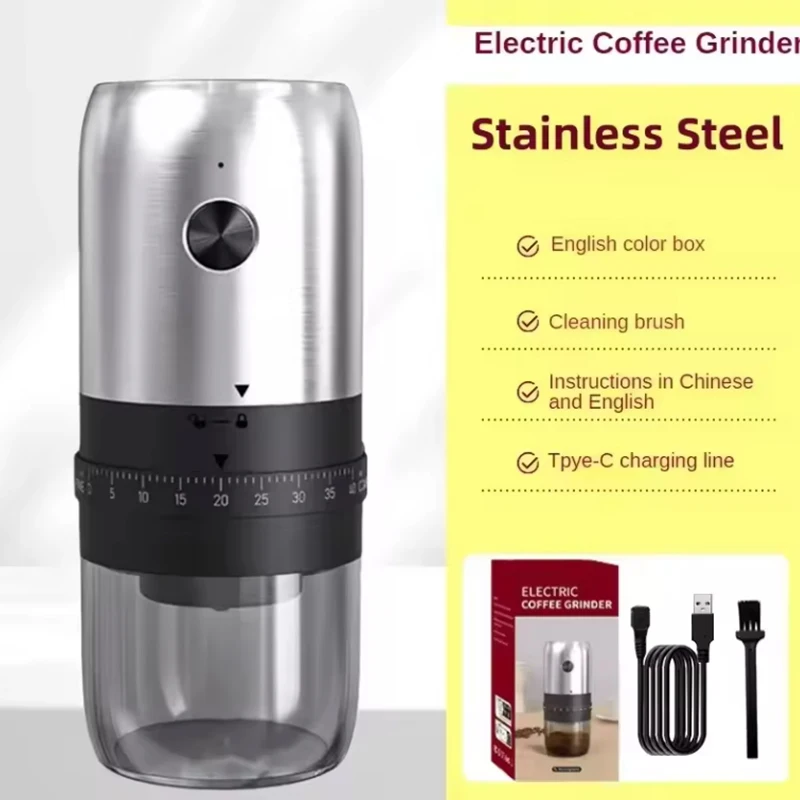 Electric Coffee Bean Grinder- USB Type-C Charging- Professional, Adjustable Grinder- Grinding for Kitchen and Office - Image 8