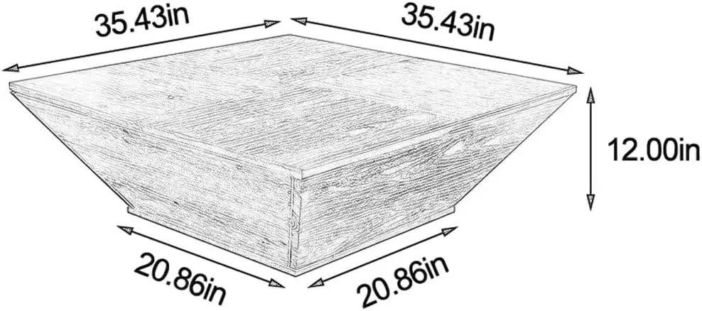 Square Wood Coffee Table- Lift-top Farmhouse Coffee Table with Storage - Image 2