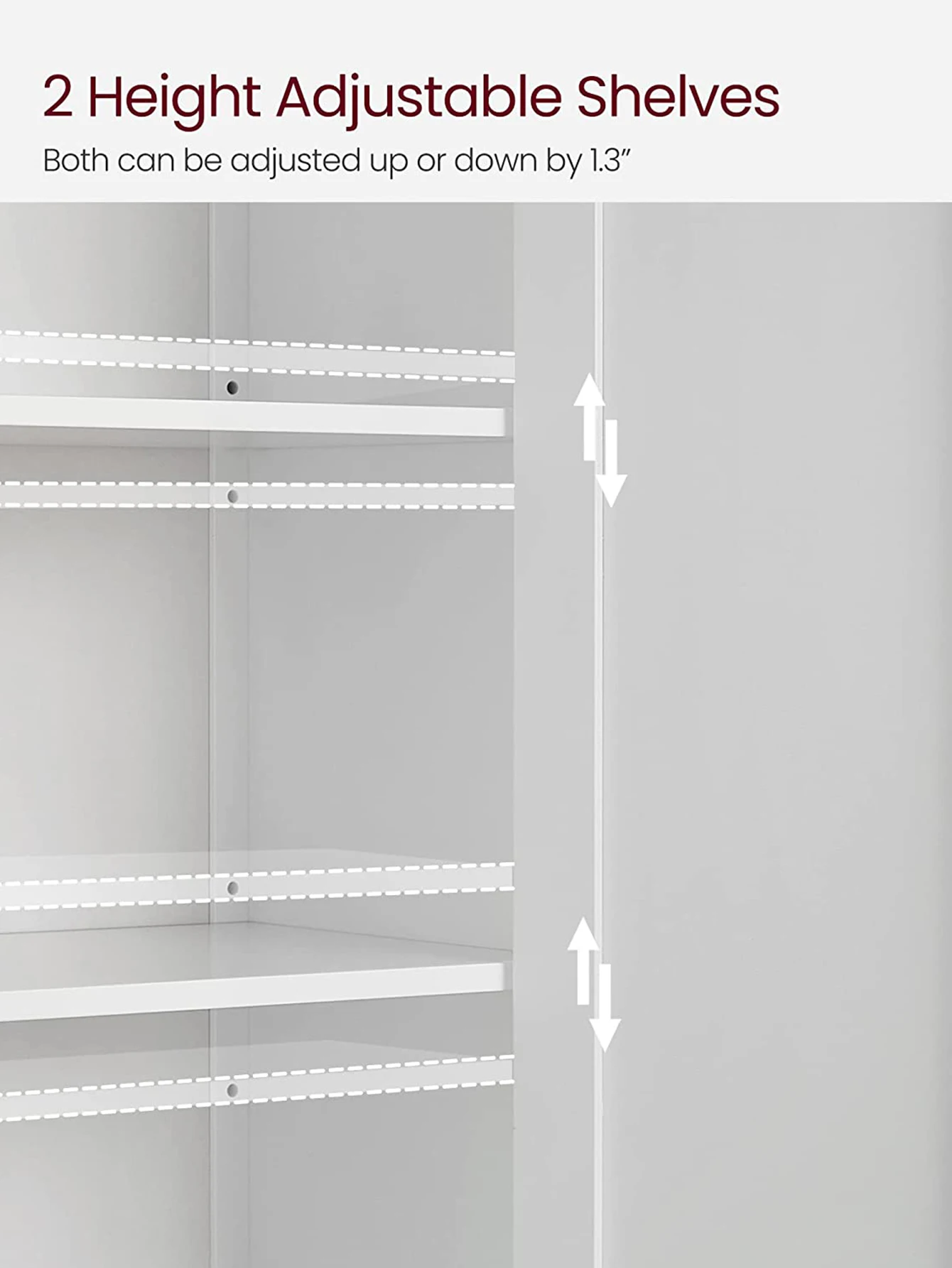 Storage Cabinet- Storage Unit With 2 Adjustable Shelves- Freestanding - Image 5