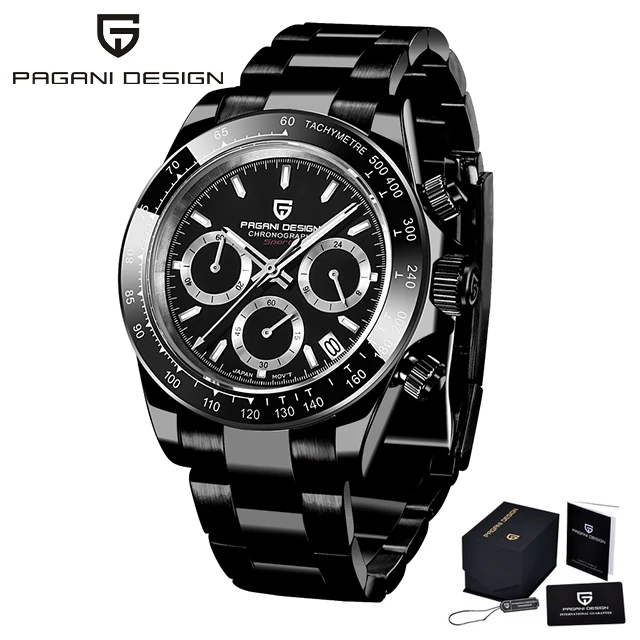 40mm V2 Men's Quartz Watch- Sapphire Retro Chronograph- Stainless Steel Waterproof Watch- 14 Variations - Image 15