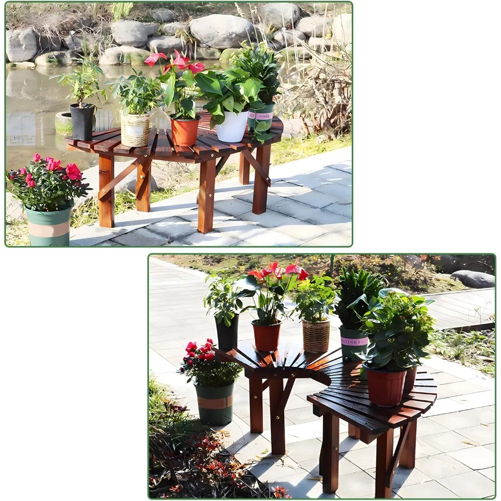 Wrap-Around Tree Bench- Curved Wooden Seat- Semicircular Design for Gardens, Patios, Backyards, and Lawns - Image 3