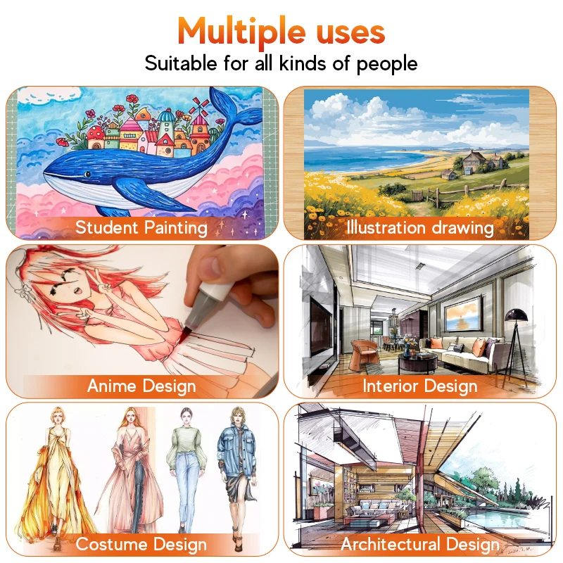 Professional Art Marker Set- Alcohol Markers- Dual Tip(Brush Tip+Broad Tip) for Coloring, Painting - Image 6